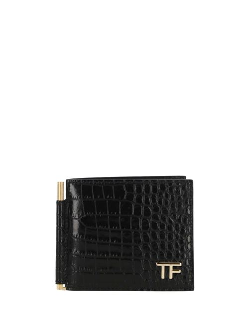 black calf leather embossed crocodile effect Tom Ford | YT231LCL168G1N001